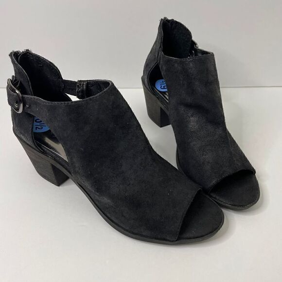 NEW!Carlos by Carlos Santana| Della| Black Leather Suede| Peep toe| Block heel| - Picture 4 of 12